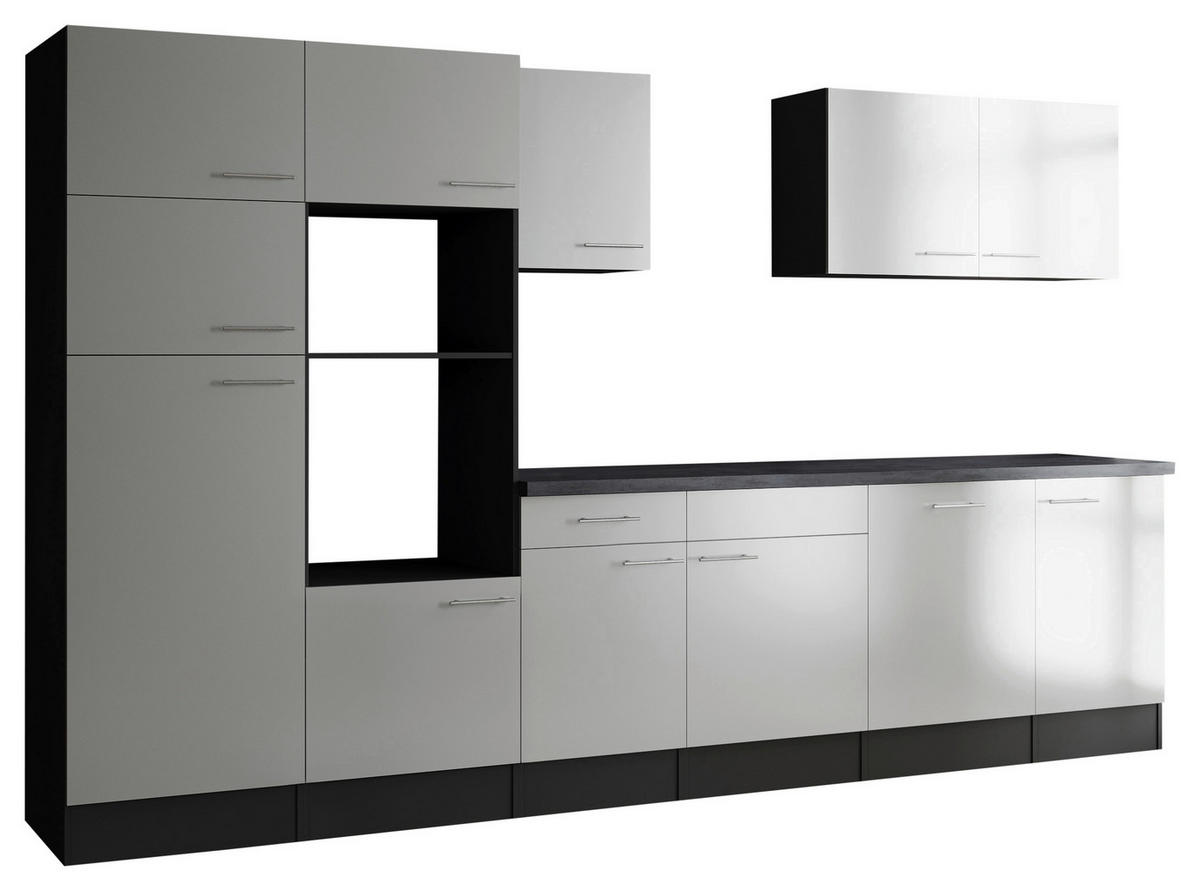 MODULKÖK UTAN VITVAROR 340 cm   i grå, vit  - vit/silver, Design, metall/trämaterial (340cm) - Respekta
