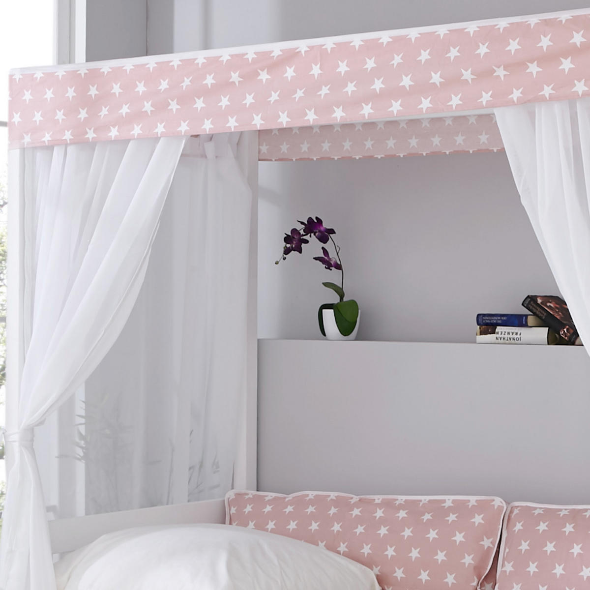 HIMMELBETT 90/200 cm  in Rosa, Weiß  - Weiß/Rosa, MODERN, Holz (90/200cm) - MID.YOU