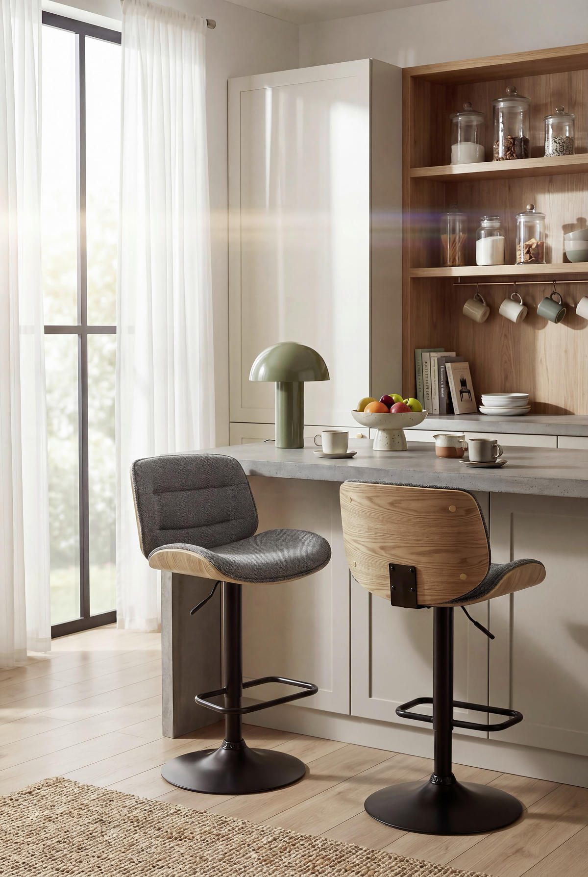 BARHOCKER in Naturfarben, Schwarz, Dunkelgrau  - Dunkelgrau/Schwarz, MODERN, Holz/Textil (47/87/109/50cm) - Livetastic