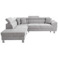 ECKSOFA inkl. Funktionen Hellgrau Cord  - Silberfarben/Hellgrau, Design, Textil/Metall (226/257cm) - Xora