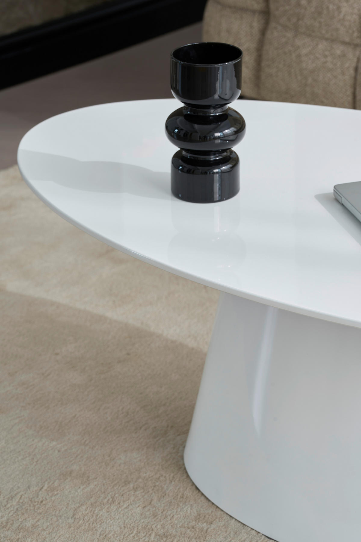 COUCHTISCH 110/60/40 cm oval Weiß Hochglanz  - Weiß Hochglanz, Basics, Holzwerkstoff (110/60/40cm) - MID.YOU