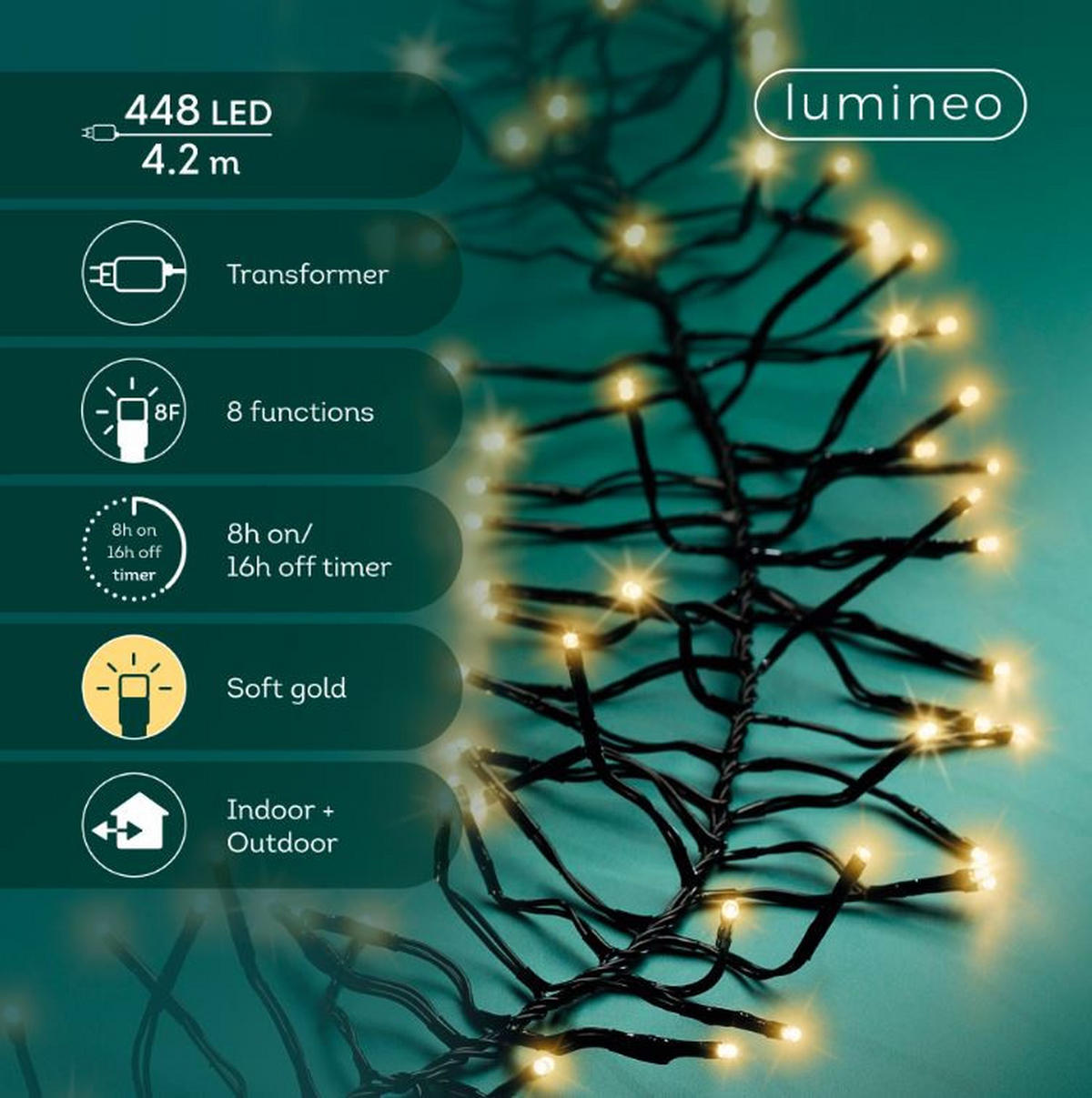 SVETLOBNA GIRLANDA        - črna, Basics, kovina/umetna masa (420cm) - X-Mas