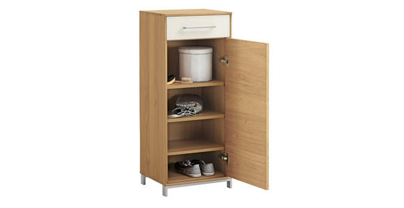 SCHUHSCHRANK in 44/105/37 cm - Edelstahlfarben/Eichefarben, Natur, Glas/Holz (44/105/37cm) - Novel
