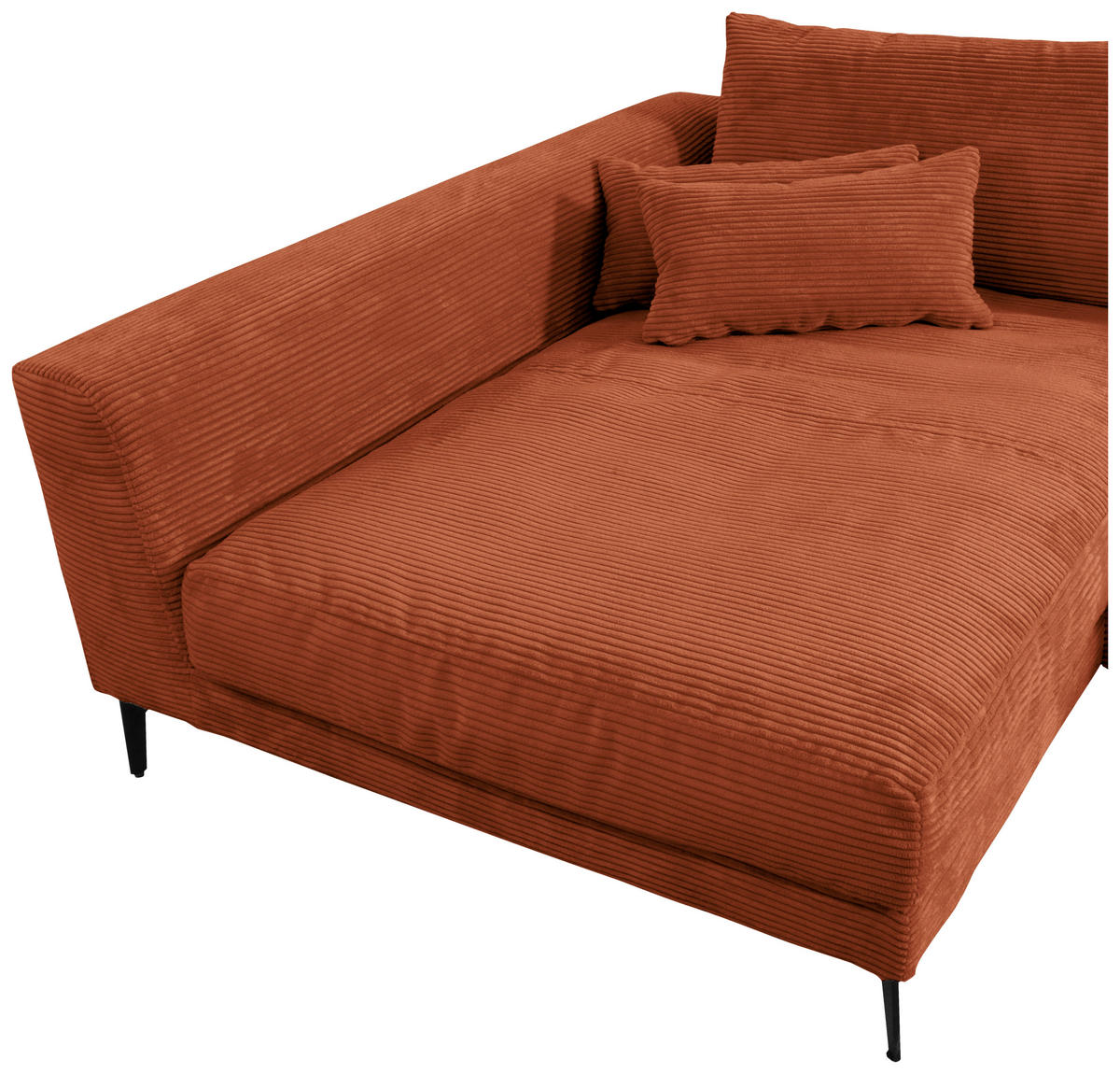 ECKSOFA in Cord Kupferfarben  - Schwarz/Kupferfarben, Design, Textil/Metall (172/313cm) - Livetastic