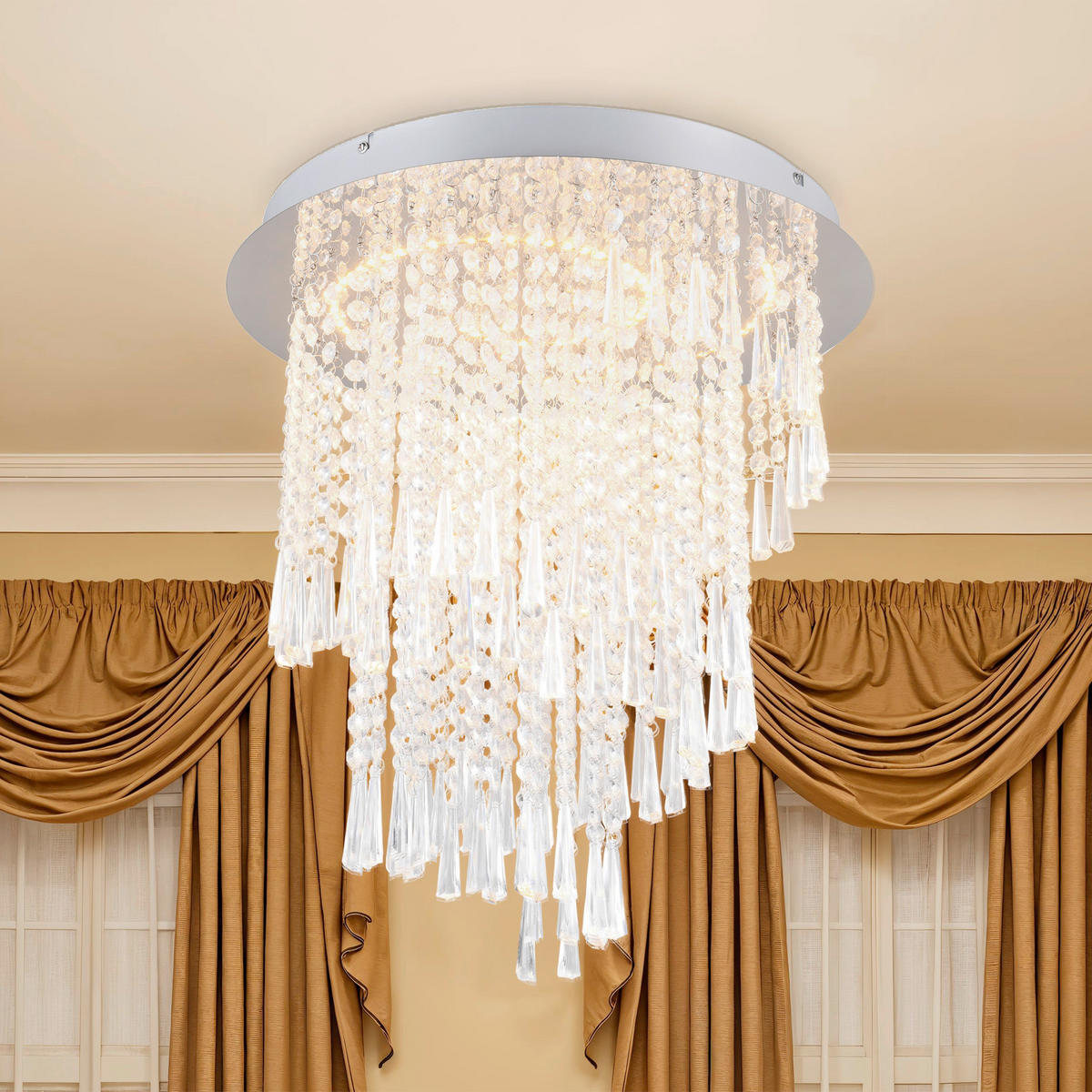 LED-DECKENLEUCHTE Cincinati 45/55 cm  - Chromfarben, Trend, Kunststoff/Metall (45/55cm) - Novel