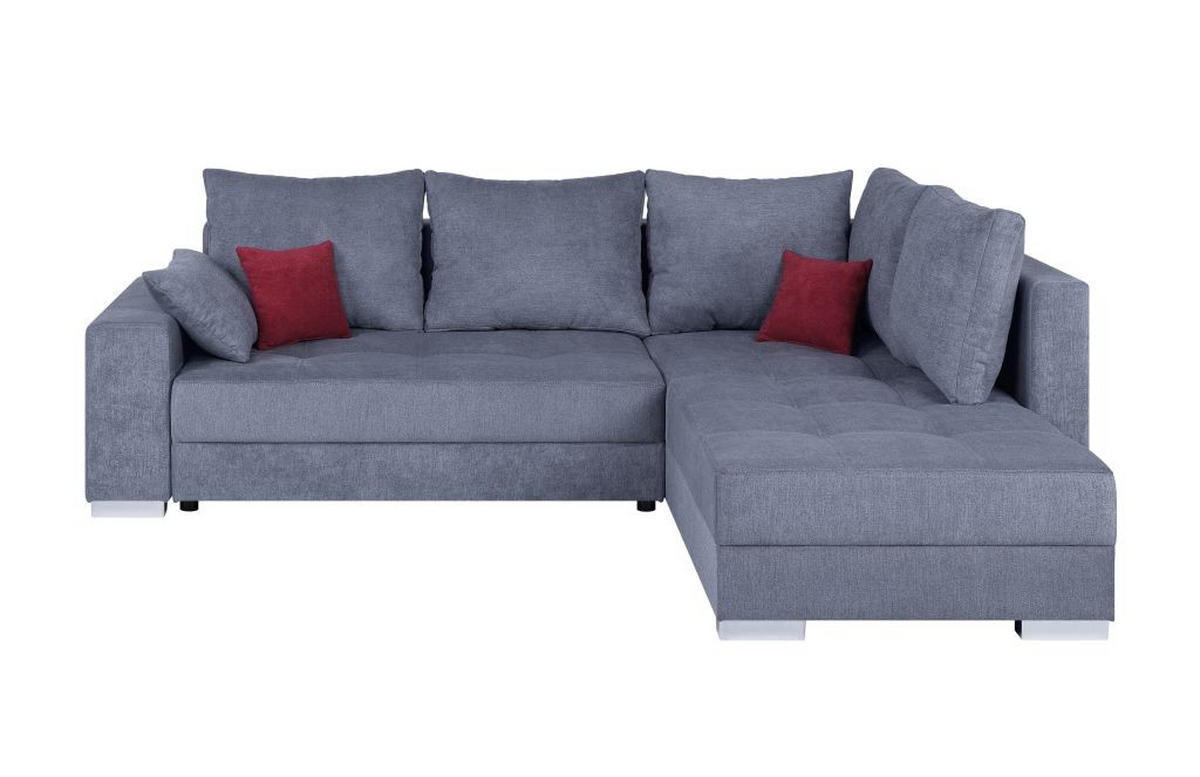 ECKSOFA Anthrazit Webstoff  - Chromfarben/Beere, Design, Kunststoff/Textil (260/218cm) - P & B