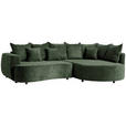 ECKSOFA Dunkelgrün Chenille  - Dunkelgrün/Schwarz, Design, Kunststoff/Textil (307/194cm) - Carryhome