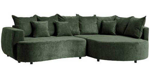 ECKSOFA Dunkelgrün Chenille  - Dunkelgrün/Schwarz, Design, Kunststoff/Textil (307/194cm) - Carryhome