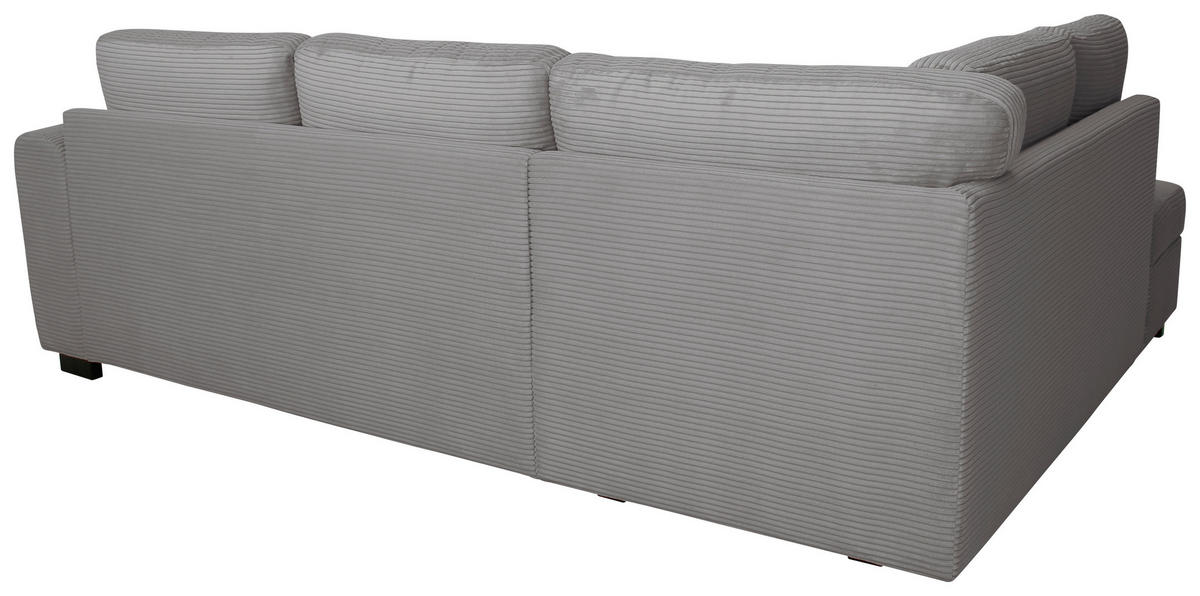 ECKSOFA JOHN Grau Cord Rückenkissen, Bettkasten, Liegefläche im Originalstoff  - Schwarz/Grau, Trend, Kunststoff/Textil (178/239cm) - P & B