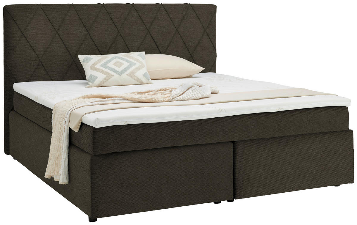 BOXSPRINGBETT 180/200 cm  in Dunkelbraun  - Dunkelbraun/Schwarz, Design, Kunststoff/Textil (180/200cm) - Xora