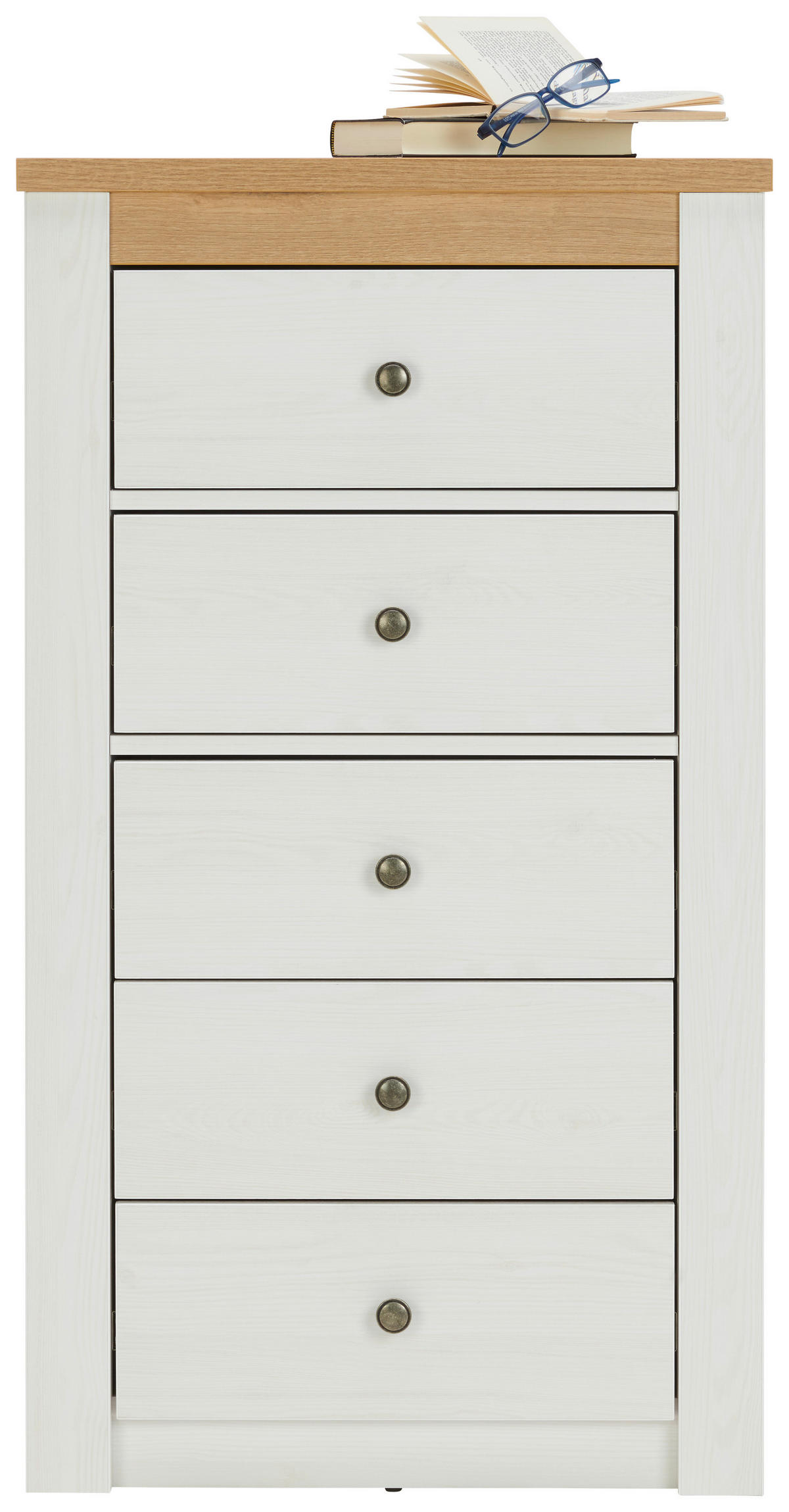 KOMODA, bílá, barvy jasanu, dub San Remo, 62,2/110,7/42 cm - bílá/dub San Remo, Basics, kov/kompozitní dřevo (62,2/110,7/42cm) - Landscape