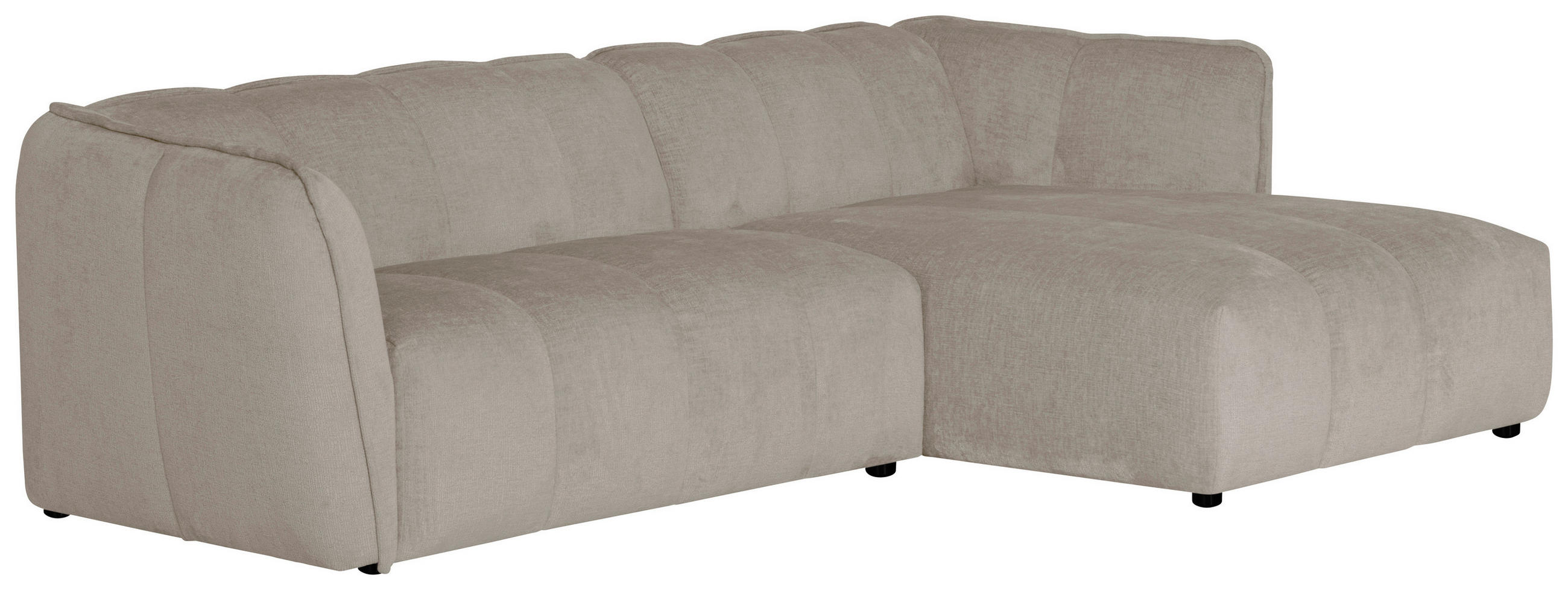 ECKSOFA LIVOLI in Chenille Creme  246/160 cm  - Creme/Schwarz, Design, Textil (246/160cm) - MID.YOU