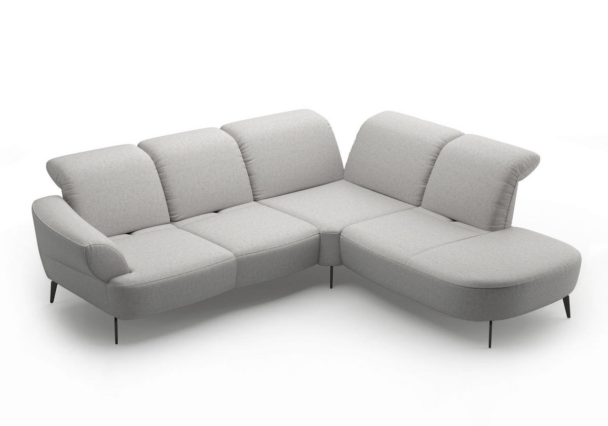 ECKSOFA in Flachgewebe Hellgrau  302/270 cm  - Hellgrau/Schwarz, MODERN, Textil/Metall (302/270cm) - Sit & More