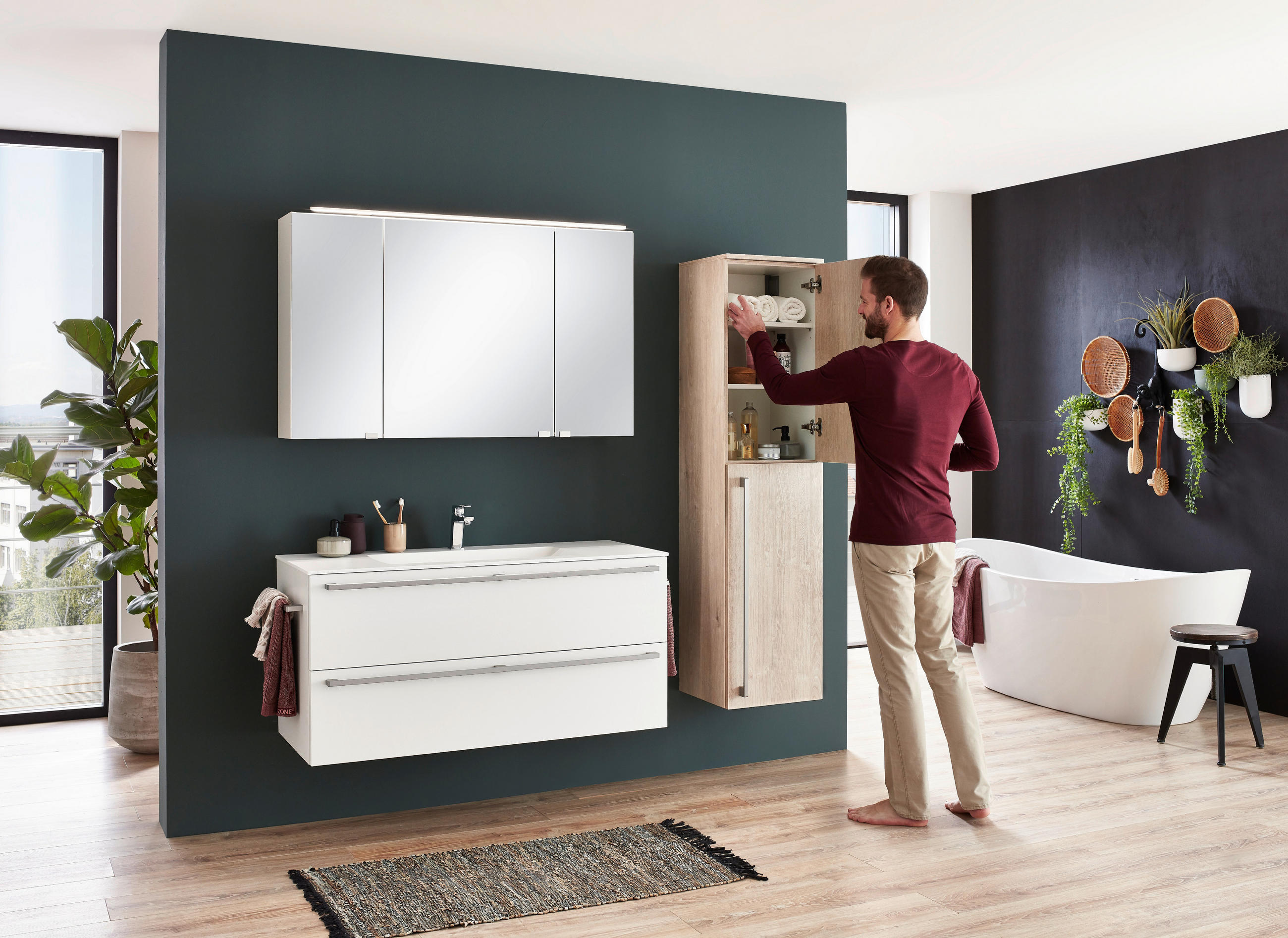 BADEZIMMER  in 120 cm  - Weiß, KONVENTIONELL, Glas/Keramik (120cm) - Celina Home