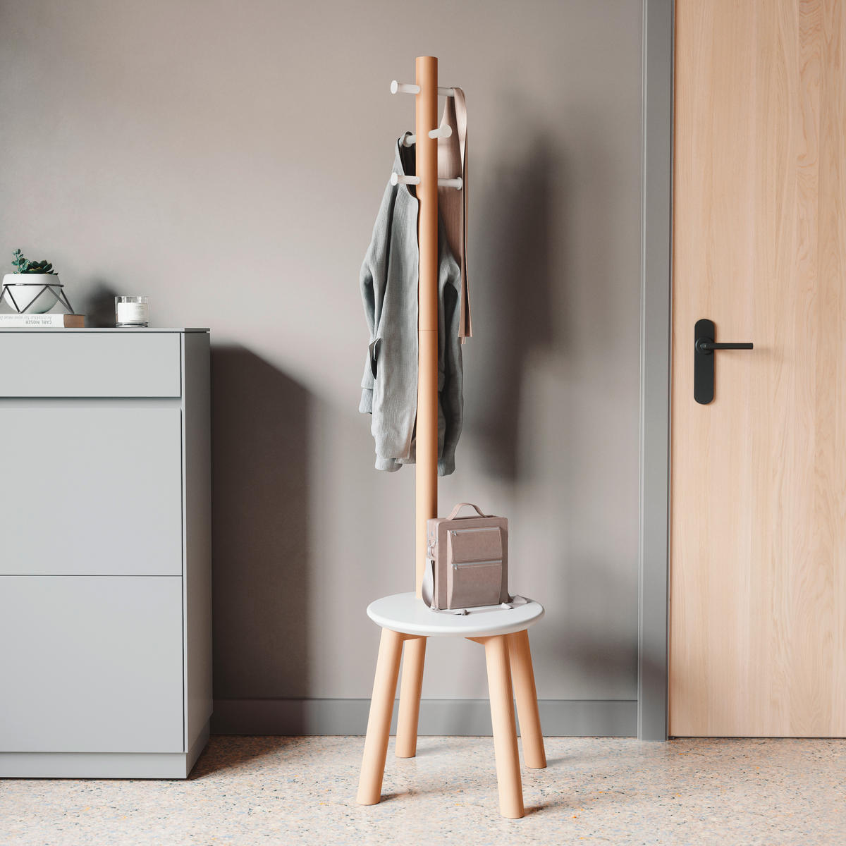 KLEIDERSTÄNDER in Naturfarben, Weiß  51/165 cm  - Naturfarben/Weiß, Basics, Holz (51/165cm) - Umbra