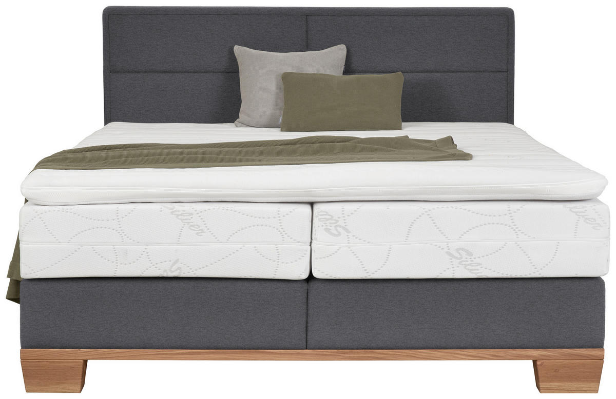 BOXSPRINGBETT 200/200 cm  in Grau, Eichefarben  - Eichefarben/Grau, Natur, Holz/Textil (200/200cm) - Valnatura