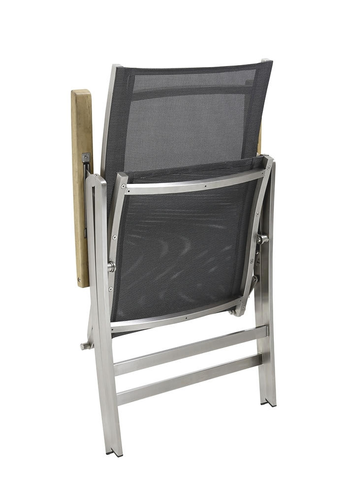 GARTENKLAPPSESSEL Edelstahl Silberfarben, Taupe  - Taupe/Edelstahlfarben, Design, Holz/Textil (60/112/73cm)