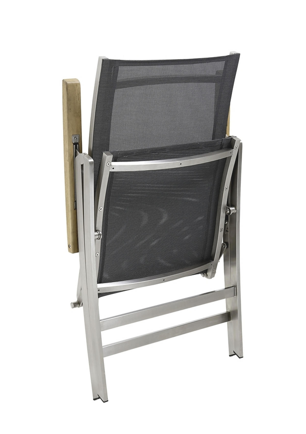 GARTENKLAPPSESSEL Edelstahl Silberfarben, Taupe  - Taupe/Edelstahlfarben, Design, Holz/Textil (60/112/73cm)