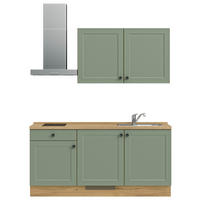 KÜCHENBLOCK 180 cm   in Eichefarben, Schilfgrün  - Schilfgrün/Eichefarben, MODERN, Holzwerkstoff/Metall (180cm) - Nobilia