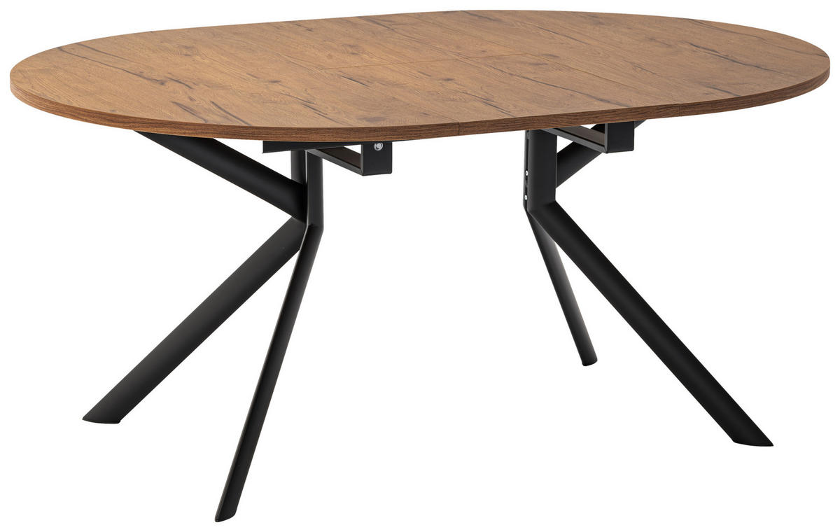 ESSTISCH in Metall, Holzwerkstoff 120-165/120/75 cm  - Eichefarben/Schwarz, Design, Holzwerkstoff/Metall (120-165/120/75cm) - Connubia 