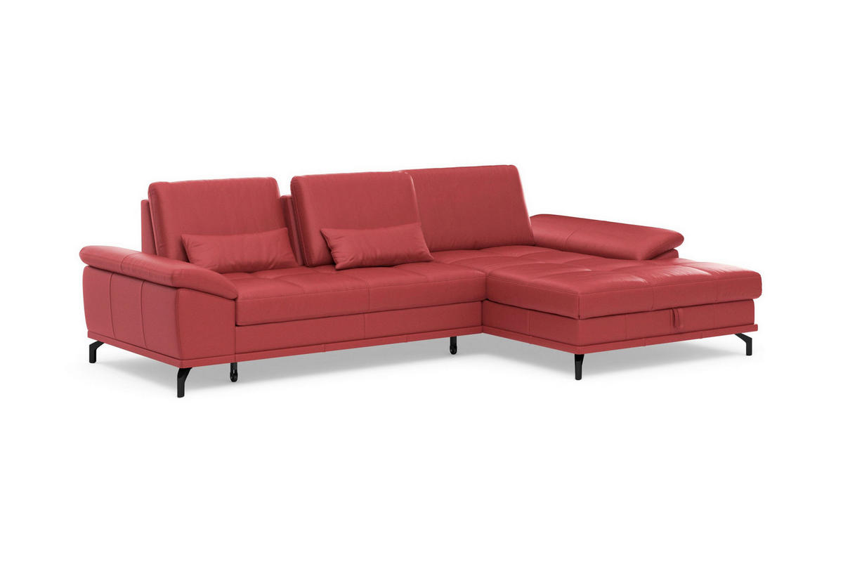 ROHOVÁ SEDAČKA, kůže, červená - černá/červená, Basics, kov/kůže (301/176cm) - Sit & More