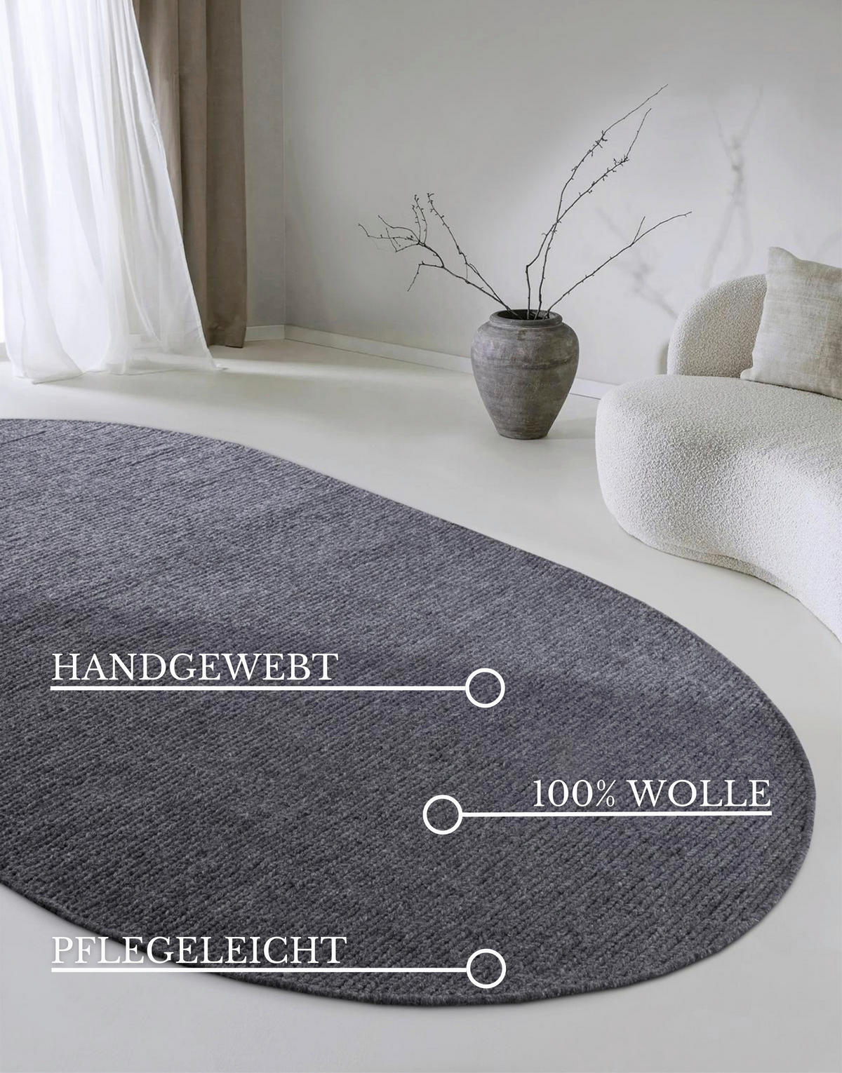 HANDWEBTEPPICH 160/230 cm Kollektion 1748 Anthrazit, Grau  - Anthrazit/Grau, Basics, Textil (160/230cm) - Villeroy & Boch