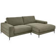 ECKSOFA in Feincord Olivgrün  - Schwarz/Olivgrün, Design, Textil/Metall (253/177cm) - Dieter Knoll