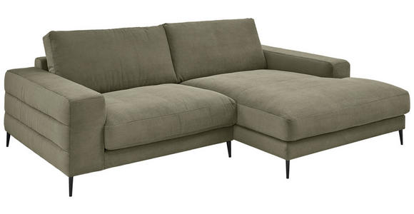 ECKSOFA in Feincord Olivgrün  - Schwarz/Olivgrün, Design, Textil/Metall (253/177cm) - Dieter Knoll