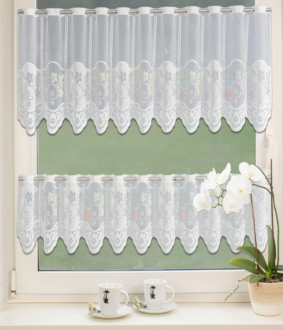 KURZGARDINEN 2ER SET   80/160 cm   - Weiß, Basics, Textil (80/160cm)