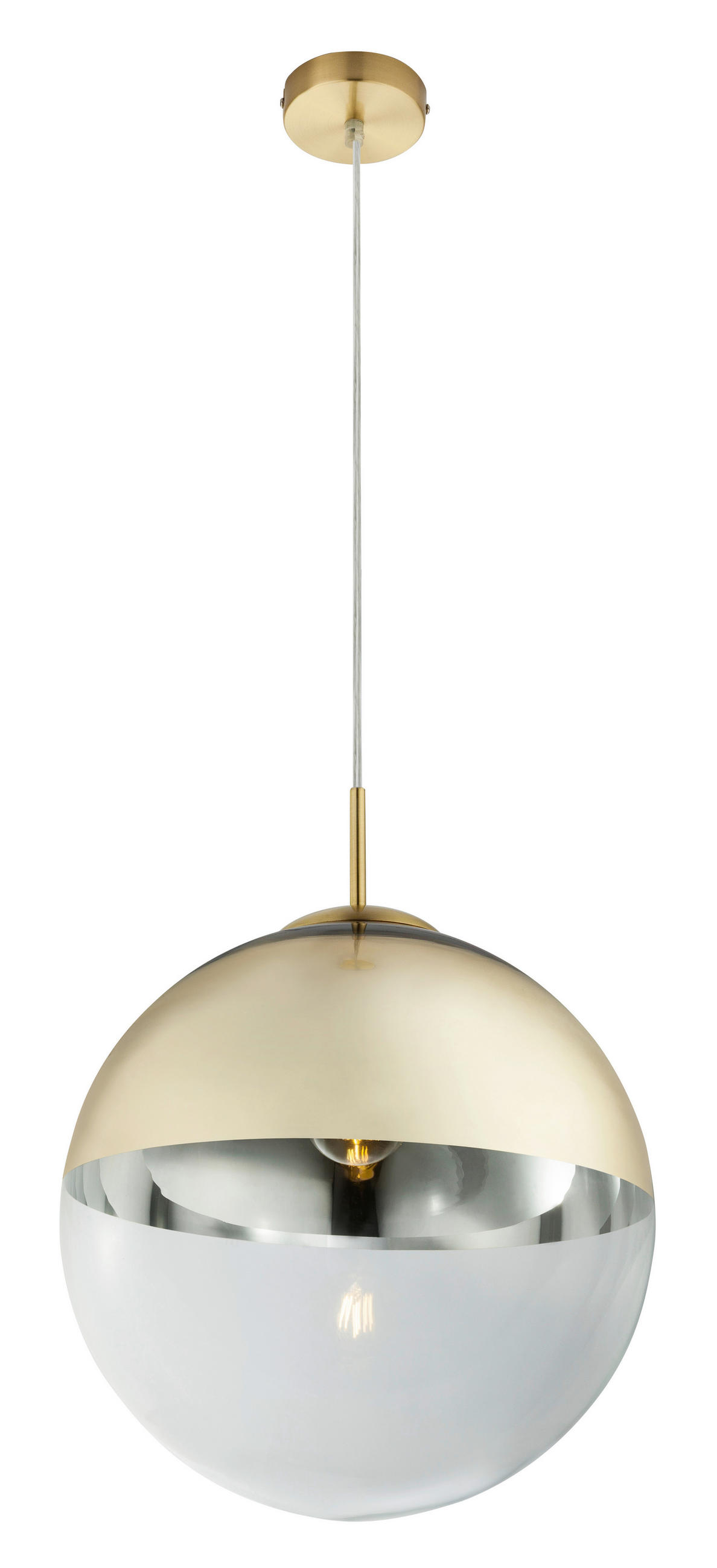 VISEČA SVETILKA        33/120 cm      E27 - zlate barve/prosojno, Design, kovina/steklo (33/120cm) - Globo