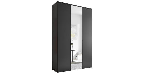 DREHTÜRENSCHRANK  in Graphitfarben  - Schwarz/Graphitfarben, MODERN, Glas/Holzwerkstoff (135/225/52cm) - Carryhome