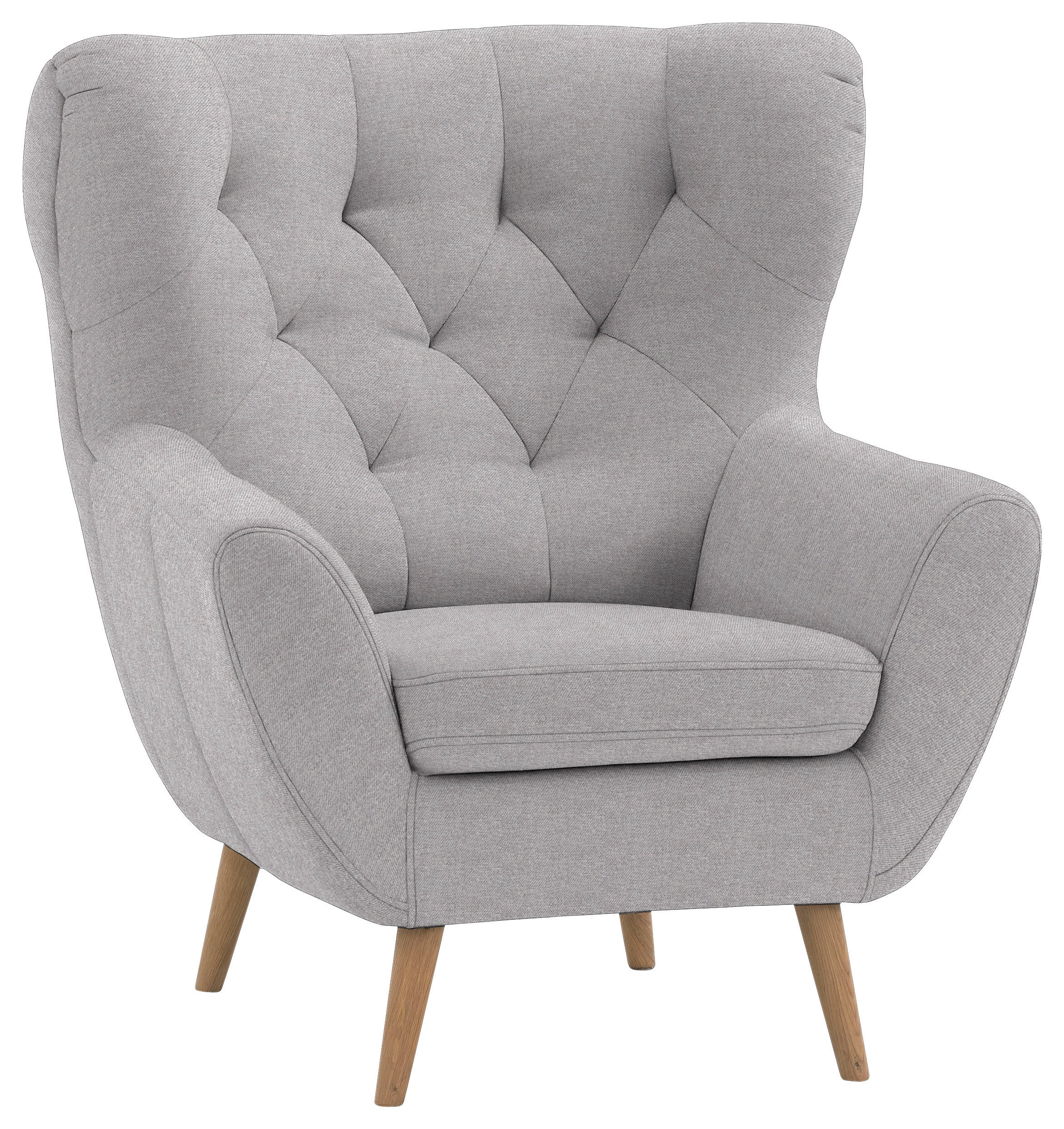 SESSEL in Mikrofaser Taupe  - Taupe/Eichefarben, Design, Holz/Textil (87/101/95cm) - Stylife