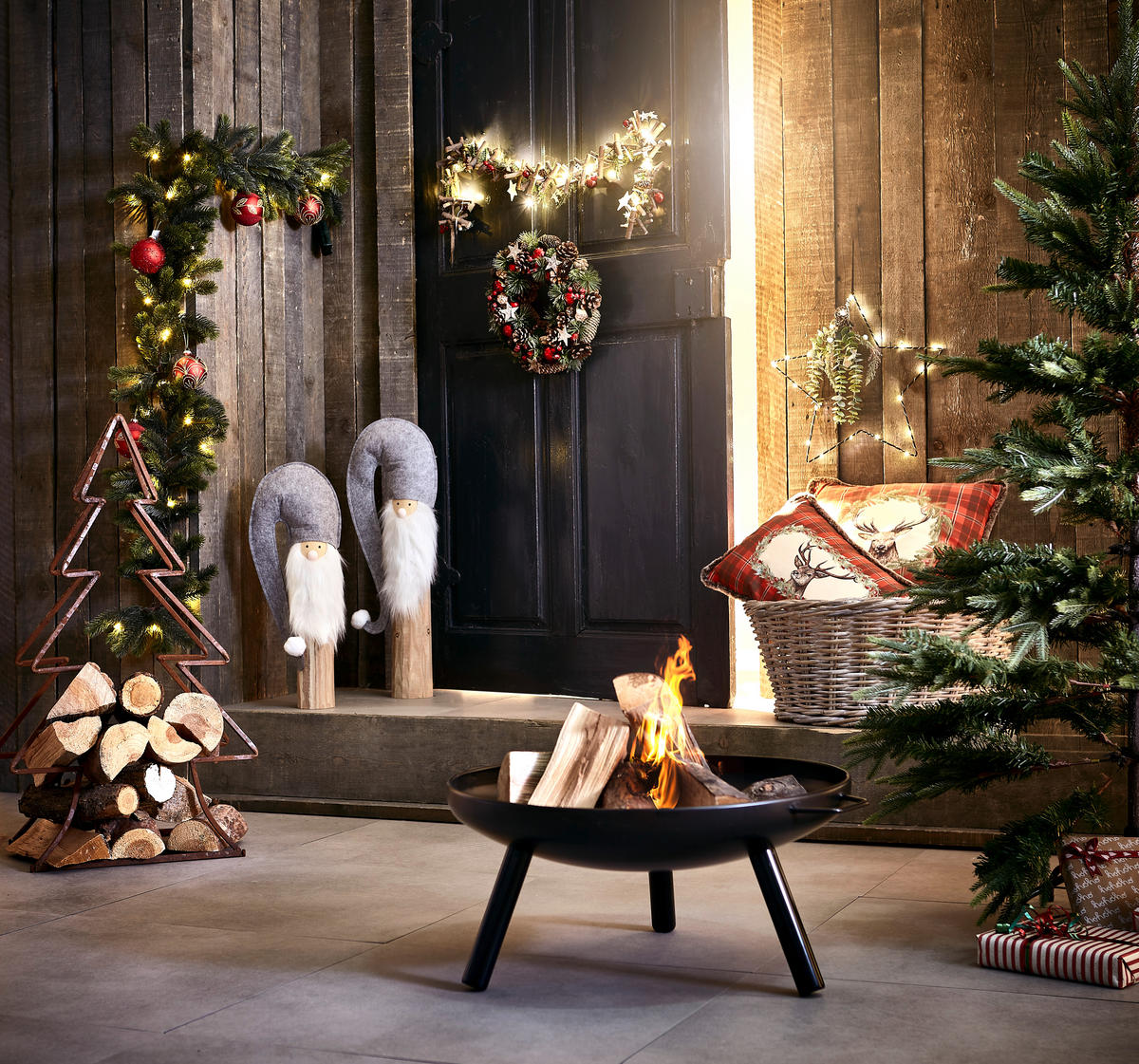 DEKOSTERN  - Schwarz/Naturfarben, LIFESTYLE, Holz/Kunststoff (39/52,5cm) - X-Mas