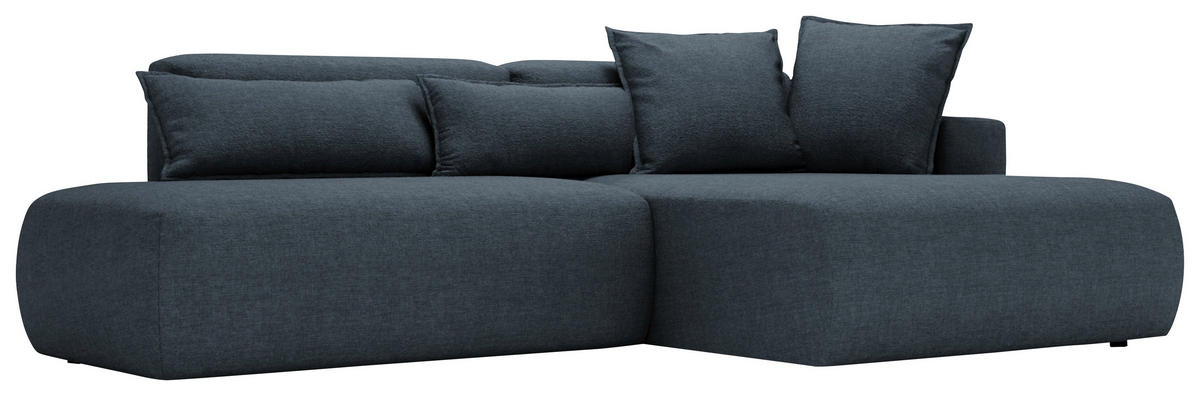 ECKSOFA ARTE Dunkelblau Chenille  - Schwarz/Dunkelblau, Design, Kunststoff/Textil (284/160cm) - Livetastic