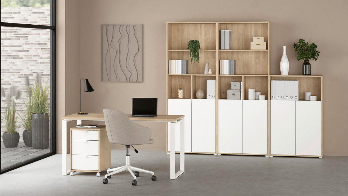 ROLLCONTAINER 40,8/60,8/48,2 cm  - Weiss/Eichefarben, Modern, Holzwerkstoff/Kunststoff (40,8/60,8/48,2cm) - MID.YOU
