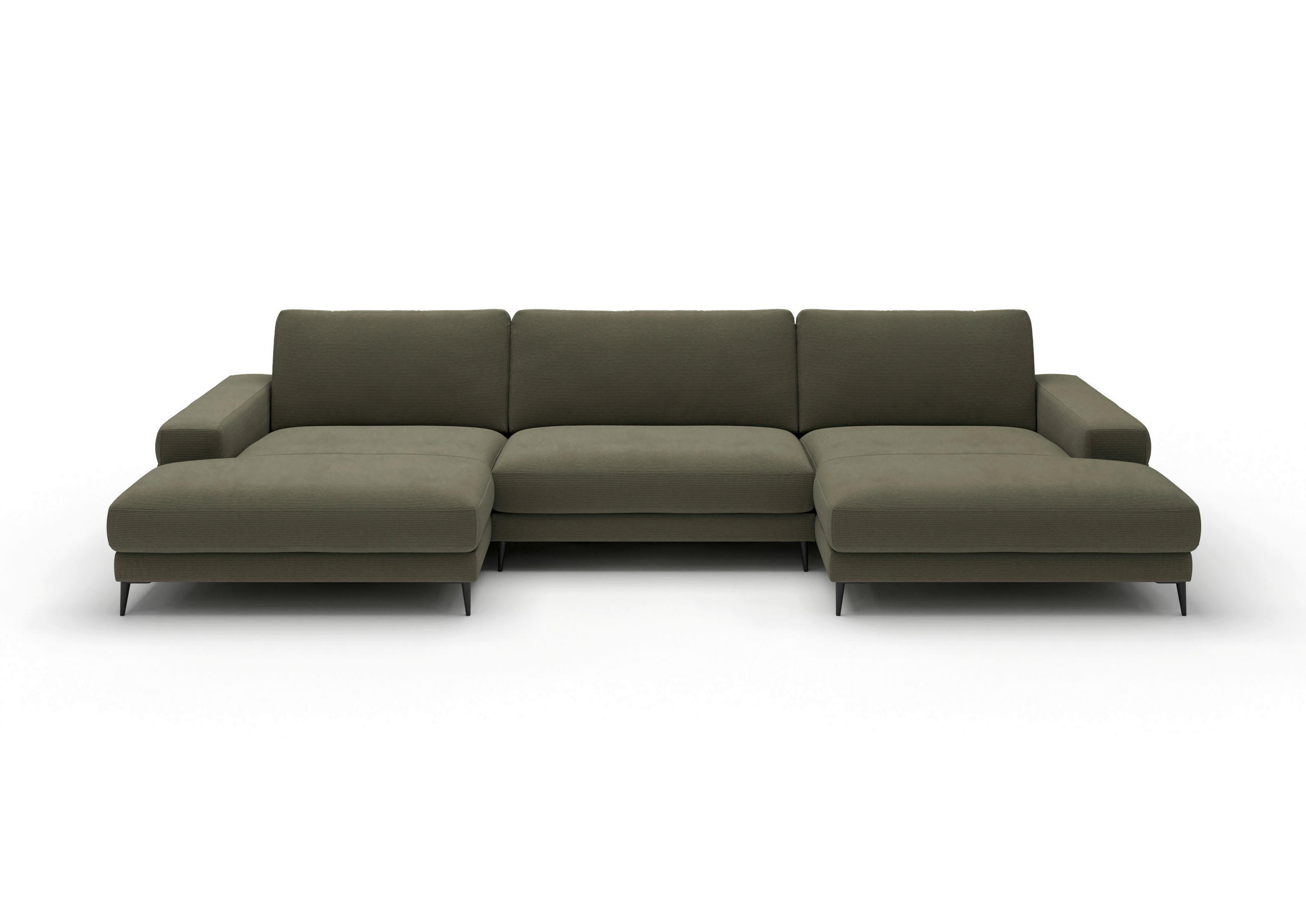 WOHNLANDSCHAFT Badia Base Olivgrün Feincord  - Schwarz/Olivgrün, Design, Textil/Metall (177/376/177cm) - Dieter Knoll