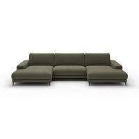 WOHNLANDSCHAFT Badia Base Olivgrün Feincord  - Schwarz/Olivgrün, Design, Textil/Metall (177/376/177cm) - Dieter Knoll