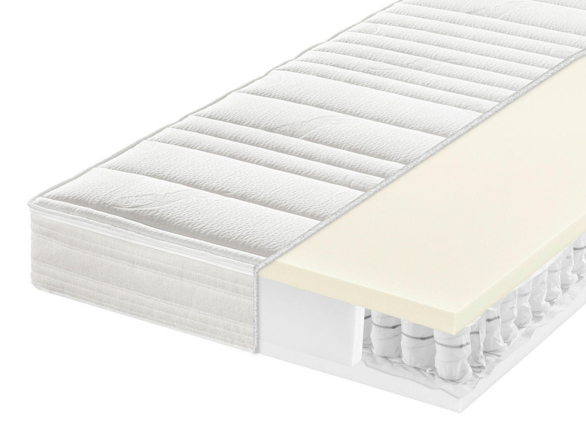 LATEXMATRATZE 140/200 cm, Höhe ca.: 20 cm, H2 = mittel, 7-Zonen - Weiß, Basics, Textil (140/200cm) - Sleeptex