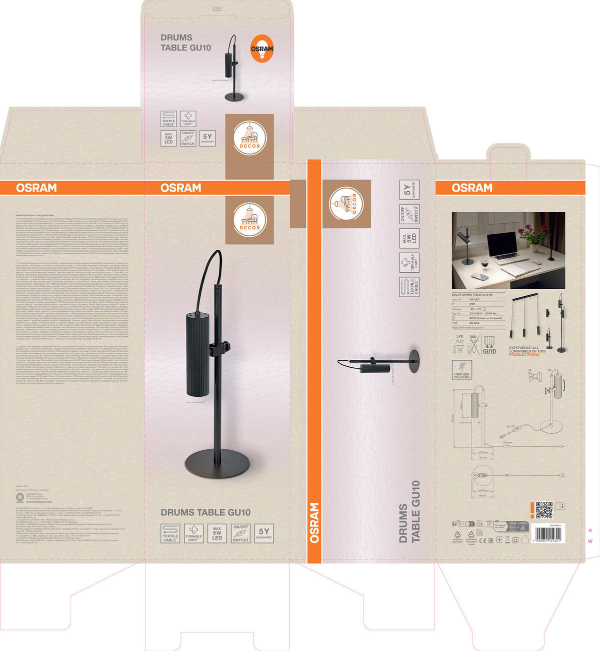 TISCHLEUCHTE 18/17/49 cm   - Design, Metall (18/17/49cm) - Osram