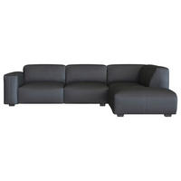 ECKSOFA Schwarz Echtleder  - Schwarz, Design, Leder/Holz (288/231cm) - Livetastic