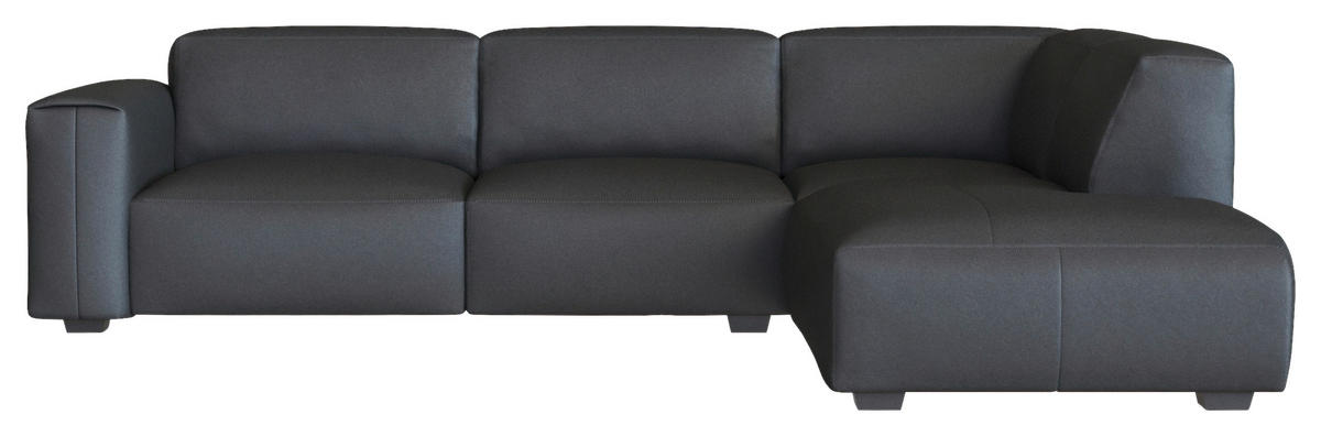 ECKSOFA Schwarz Echtleder  - Schwarz, Design, Leder/Holz (288/231cm) - Livetastic
