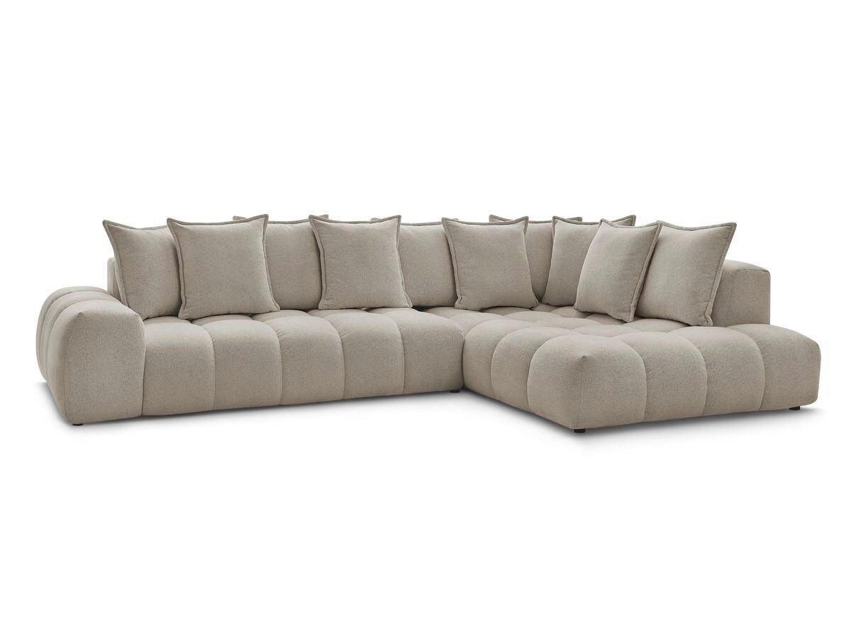 ECKSOFA Ottomane rechts  EVEREST Taupe Flachgewebe  - Taupe/Schwarz, MODERN, Kunststoff/Textil (352/210cm) - Livetastic