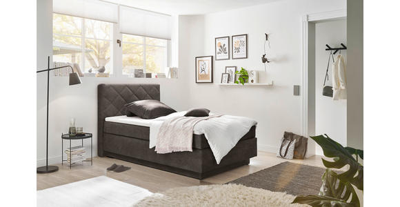 BOXSPRINGBETT 140/200 cm  in Dunkelbraun  - Dunkelbraun/Schwarz, KONVENTIONELL, Kunststoff/Textil (140/200cm) - Xora