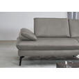 ECKSOFA in Echtleder Hellgrau  - Hellgrau/Schwarz, Design, Leder/Metall (325/157cm) - Dieter Knoll