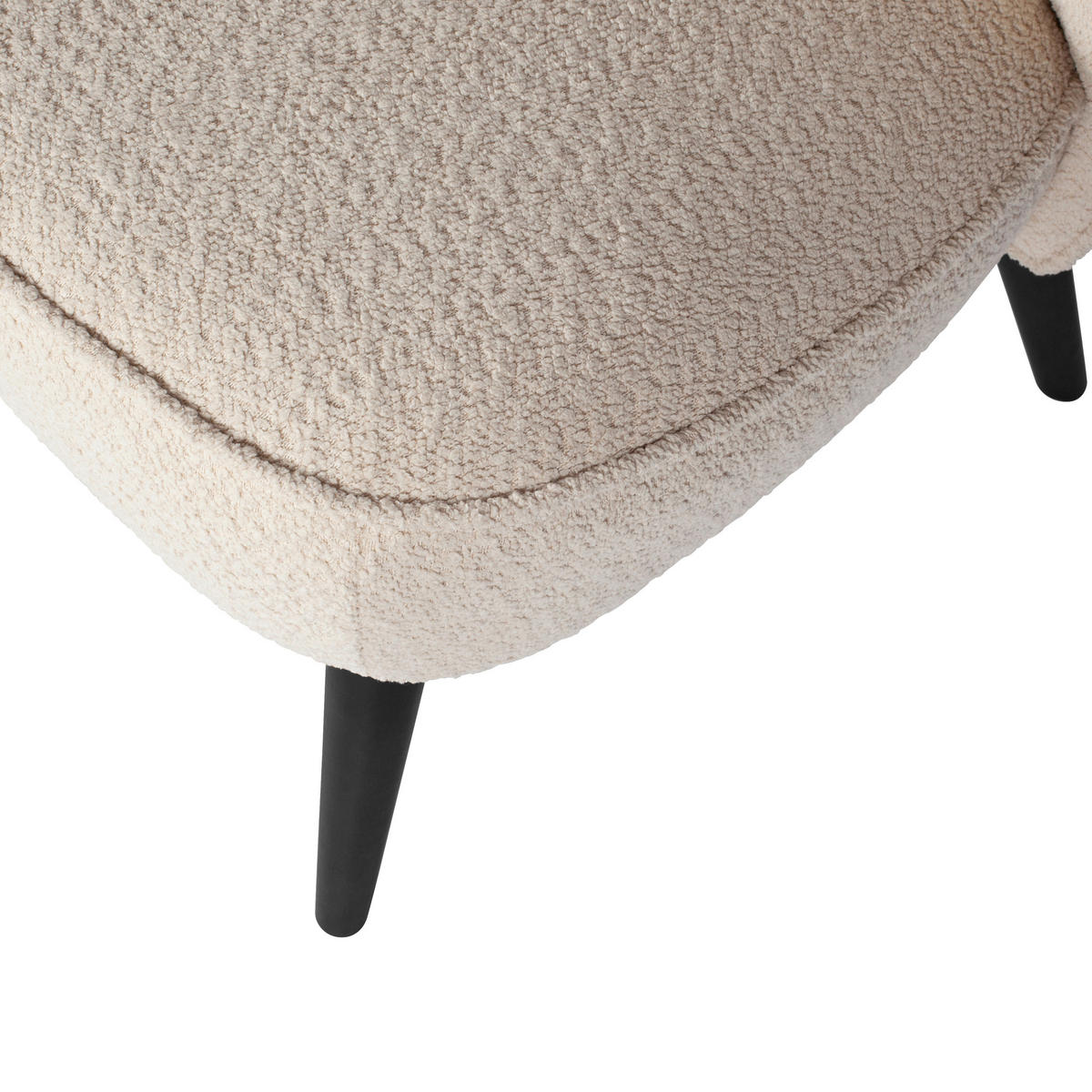 SESSEL in Bouclé Creme  - Creme/Schwarz, Design, Holz/Textil (59/71/70cm) - Livetastic