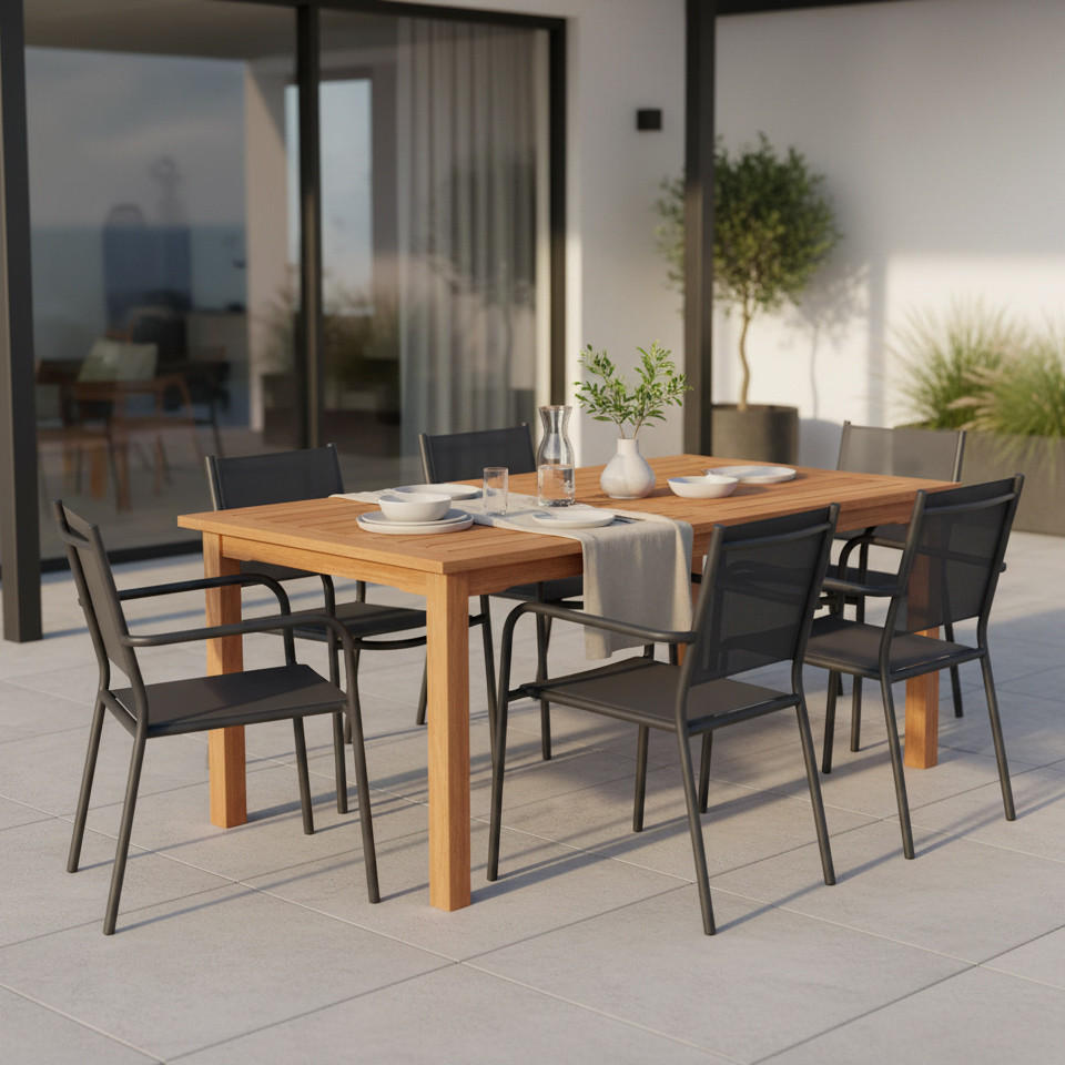 Gardenson Gartentisch Santos Natur 90x74.5x150 cm