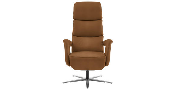 RELAXSESSEL in Leder Karamell  - Edelstahlfarben/Karamell, Design, Leder/Metall (76/119/86cm) - Dieter Knoll
