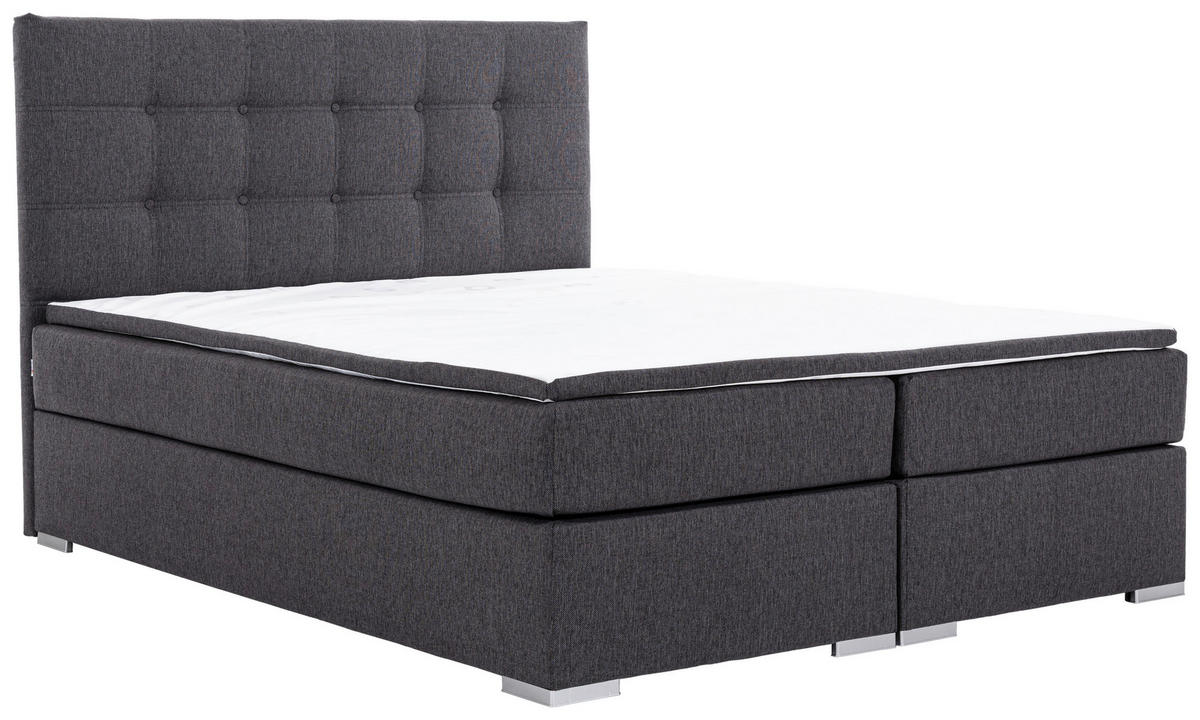BOXBETT 160/200 cm  in Grau  - Silberfarben/Grau, MODERN, Textil (160/200cm) - MID.YOU