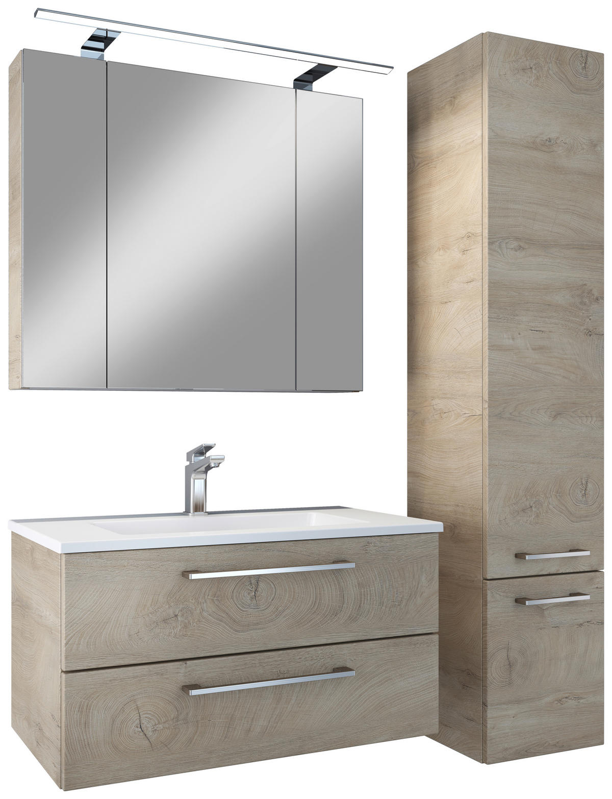 BADEZIMMER 4-teilig  in 82,2 cm  - Chromfarben/Hellbraun, Basics, Glas/Keramik (82,2cm)