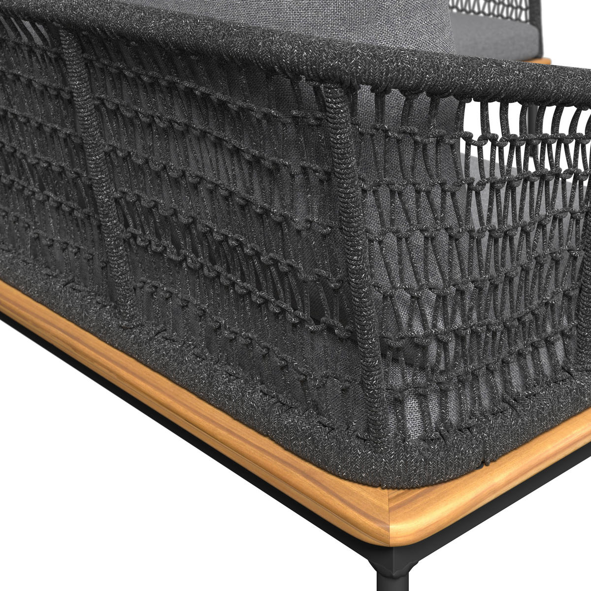 KERTI BÚTORSZETT 5 részes  - antracit/tíkfa színű, Modern, textil/fa - Ambia Garden